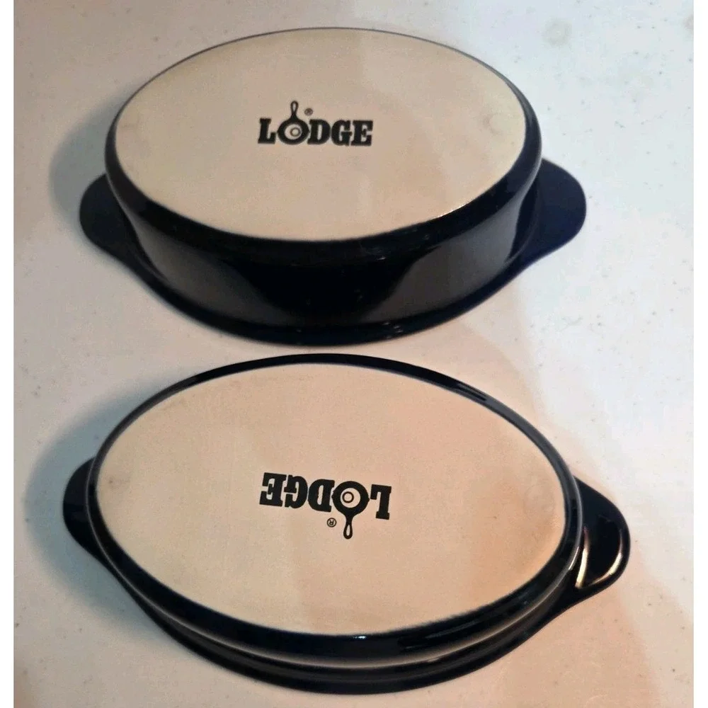 Lodge Navy Blue Stoneware Gratin Baking Dishes Set Of 2 - 7